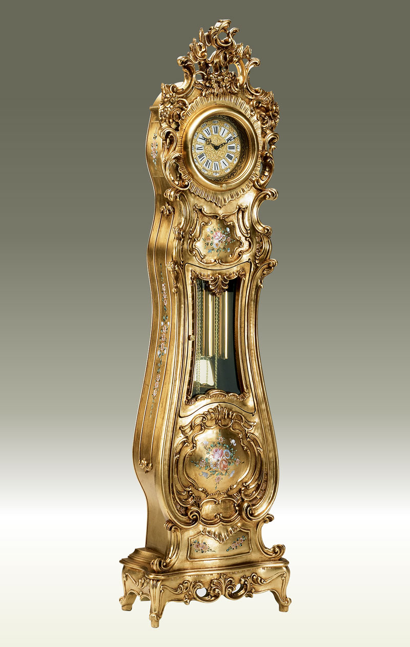 Grandfather clock Art.531/7 all gold leaf hand-decorated without angel